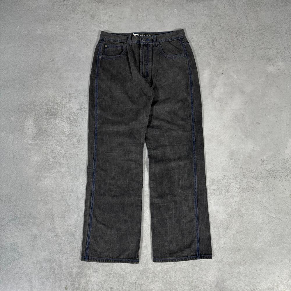 Dmar Relaxed Leg Jeans Black Dark Wash Blue Contrast Stitch - Size: 32x32